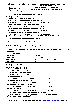 Đề thi chọn học sinh giỏi môn Tiếng Anh Lớp 10 - Năm học 2011-2012 - Sở GD & ĐT Vĩnh Phúc (Có đáp án)